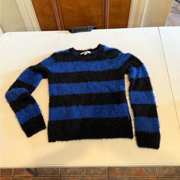 DKNY Black and Blue Fuzzy Knit Sweater - Picture 1 of 4